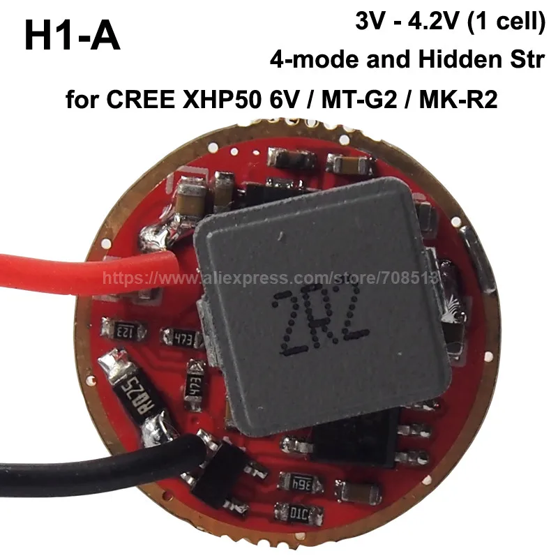 H1 A 20 мм 3A 1 ячейка 5 режимная печатная плата с усилением драйвера для Cree XHP50 6V/Φ/1