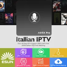 ESUNTV A95X Pro Голосовое управление Android 7,1 IPTV BOX 1 год Швейцария/Испания/Швеция/Германия/Albania/Италия/Португалия/EX-YU/EuropeVOD