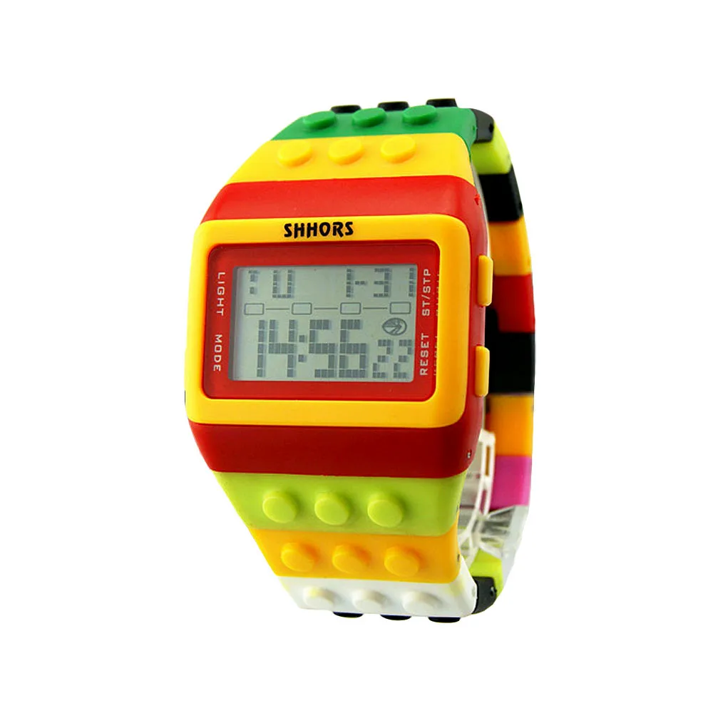 Люксовый бренд, студенческие электронные часы, Красочный светодиодный, радужные цифровые часы, детские часы для мальчиков и девочек, спортивные наручные часы# W