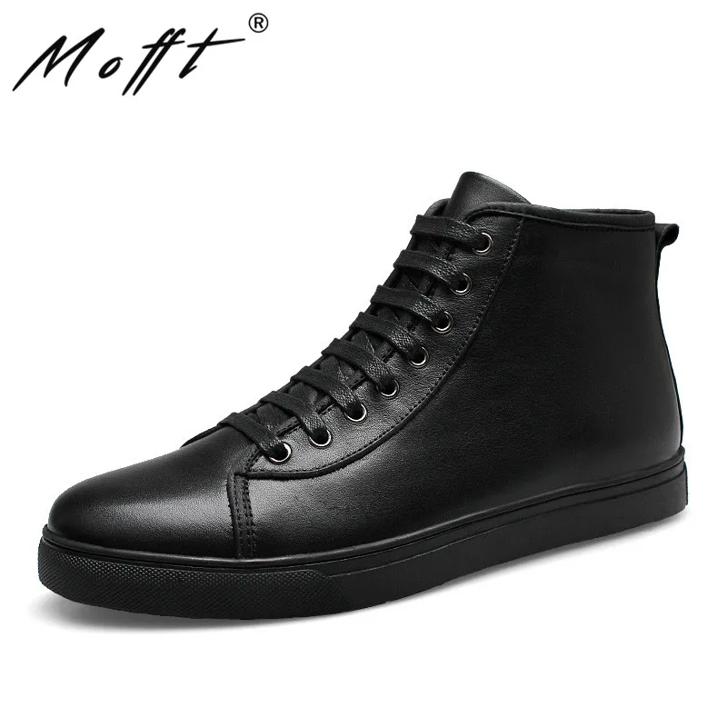 MOFFT/Большие размеры 37-48, кожаные зимние ботинки ручной работы новые зимние теплые мужские Ботильоны удобные мужские ботинки на плоской подошве со шнуровкой