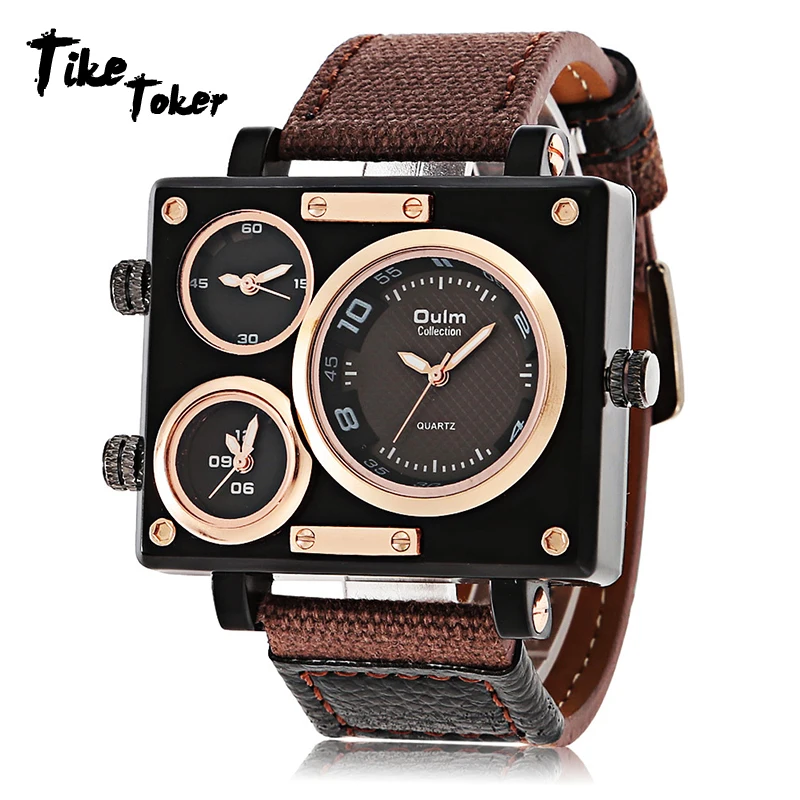 Tike Toker,Men's watch Luxury Brand Fabric Srap Quartz-Watch Clock Male Multiple Time Zone Square Sports Watches montre homme 7 Tike Toker,Men's watch Luxury Brand Fabric Srap Quartz-Watch Clock Male Multiple Time Zone Square Sports Watches montre homme 7