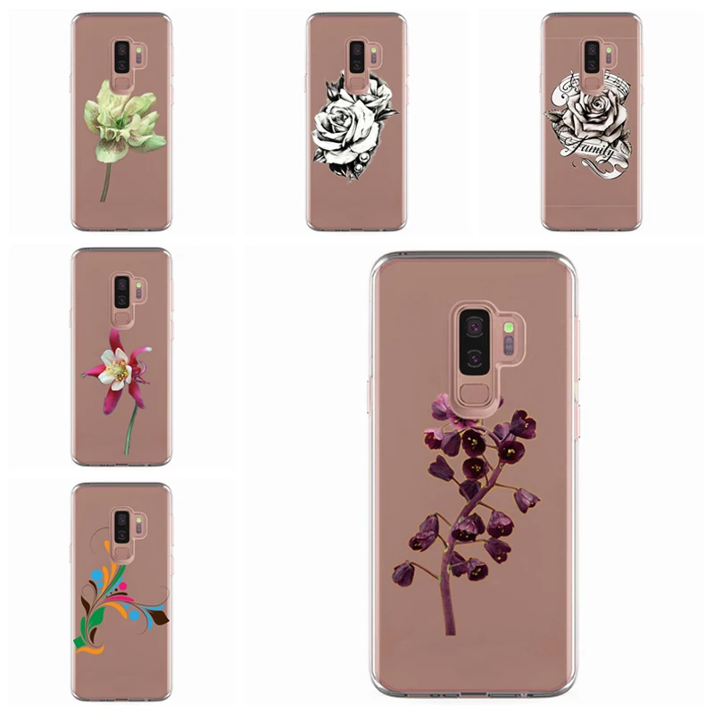 For Samsung Galaxy S9 S9Plus S8 S7 edge Note 8 A3 A5 2017 TPU Colorful Soft Flower plant Painted Desig Cover Case Fundas E330 |