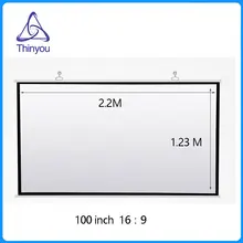 Thinyou High Definition 100 inch 16:9 Clear 3D Wall Mounted Projector screen for Home Cinema Movies Business meeting