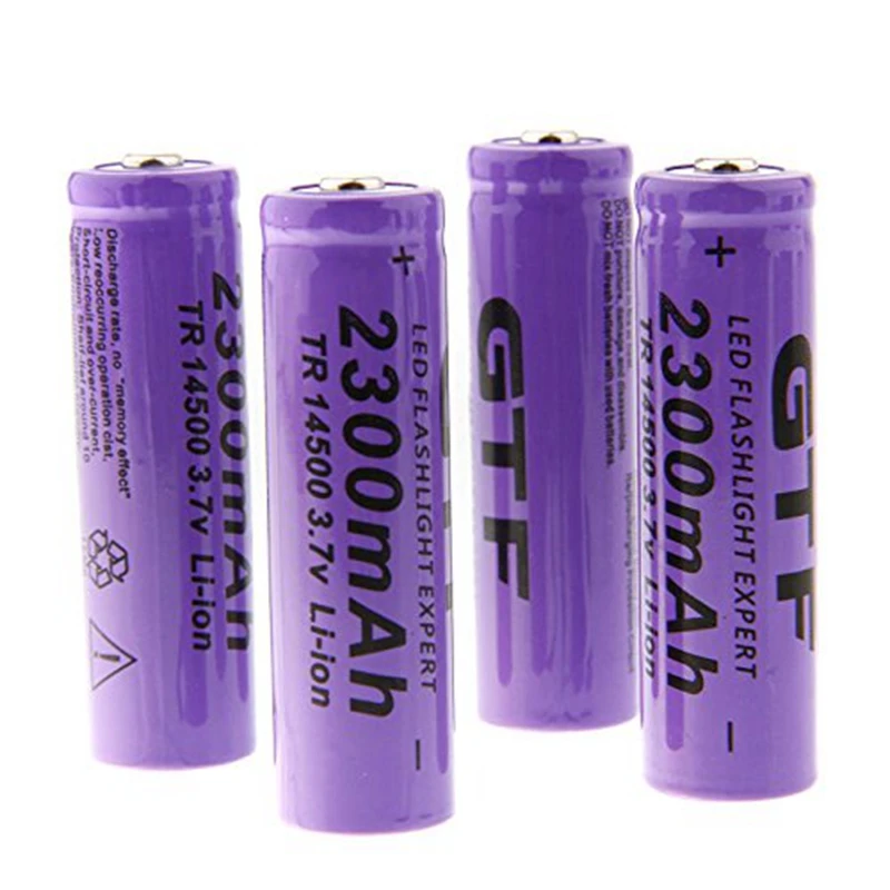 GTF 4pcs 3.7V 14500 2300mAh Li-ion Rechargeable Battery For LED Flashlight Torch
