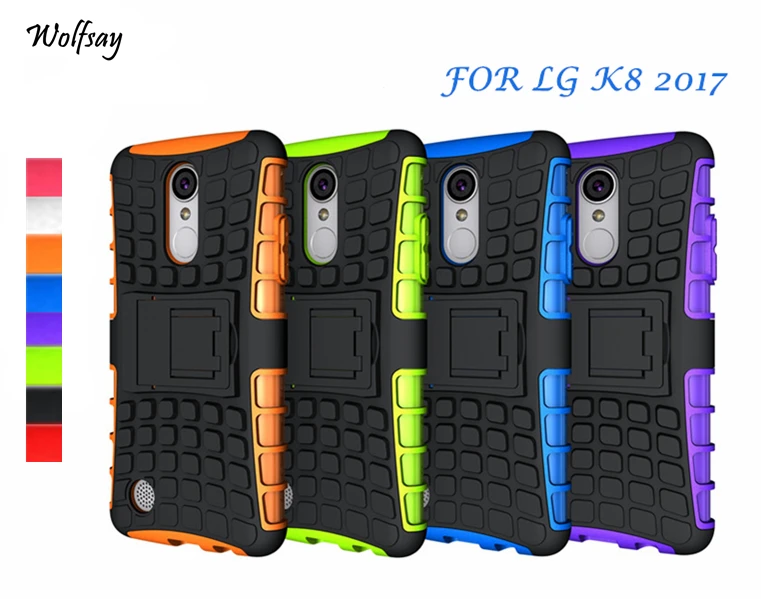Wolfsay For Case LG K8 2017 Cover Rubber &amp Hard PC Fundas LV3 k8 X300 M200N Holder Stand |