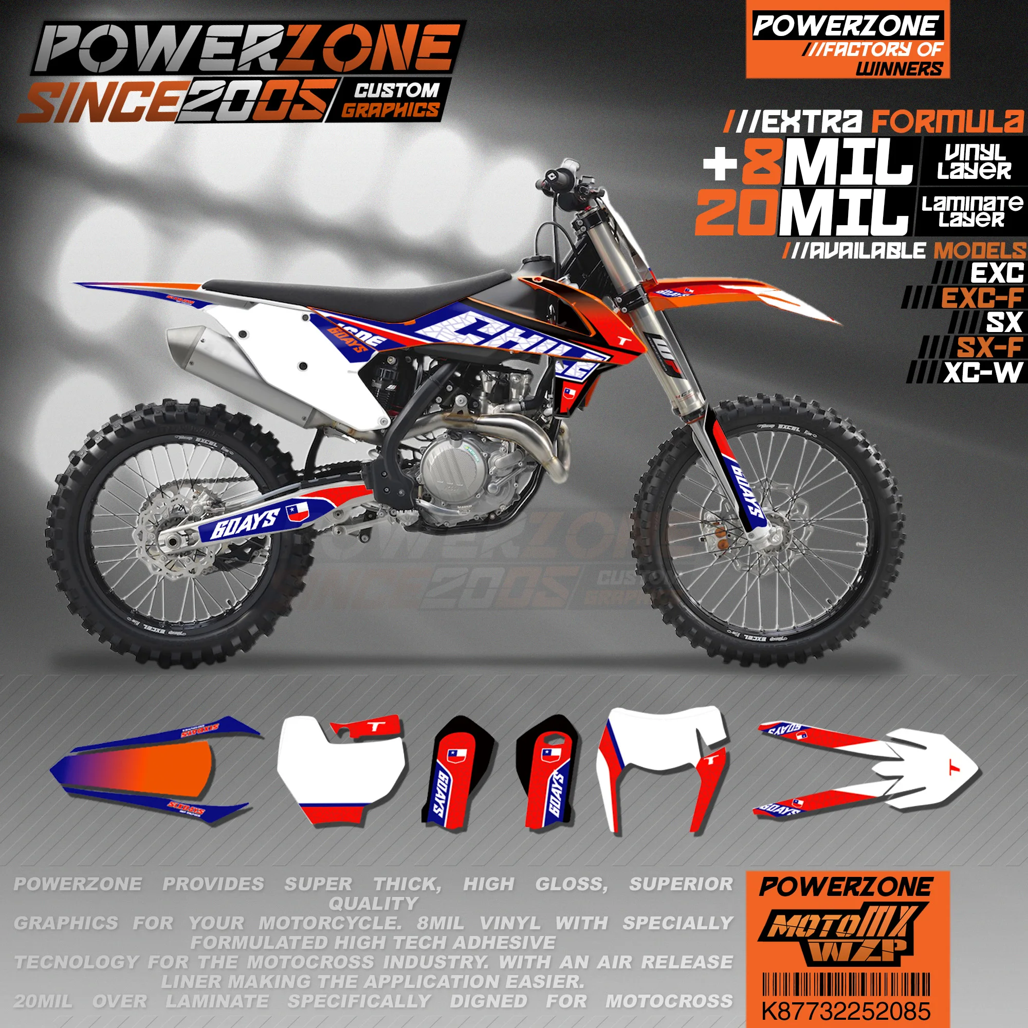 Персонализированные графические фоны PowerZone Team наклейки 3M Набор наклеек для KTM SX SXF
