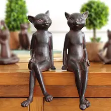 2 шт./лот, деревенский ретро старый стиль, ржавый Кот, фигура, украшения, креативные винтажные украшения для дома, фигурки животных из смолы, статуэтки