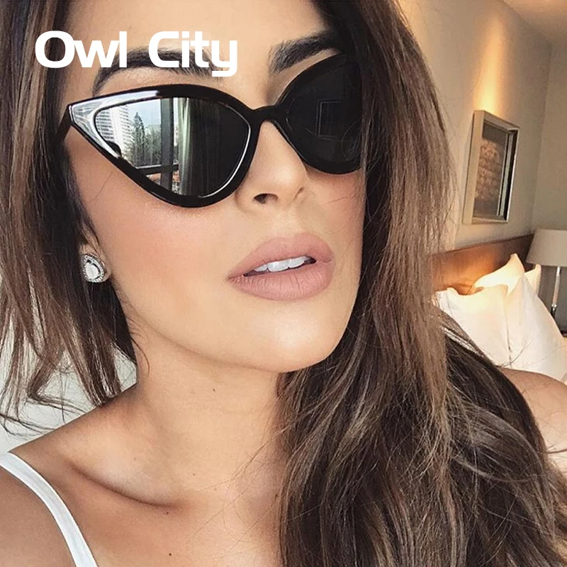 

Owl City Cat Eye Sunglasses Women 2019 Luxury Eyewear Black Retro Female Sunglass Cateye Sun Glasses for Woman Shades