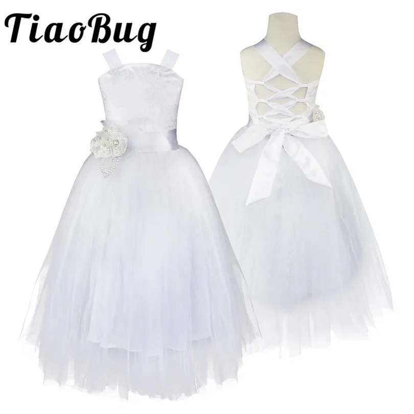 

2-14 Teenage Kids Flower Girls Dress for Party and Wedding Floral Girl Dress Ball Gown Prom Crossed Back Formal Maxi Dress