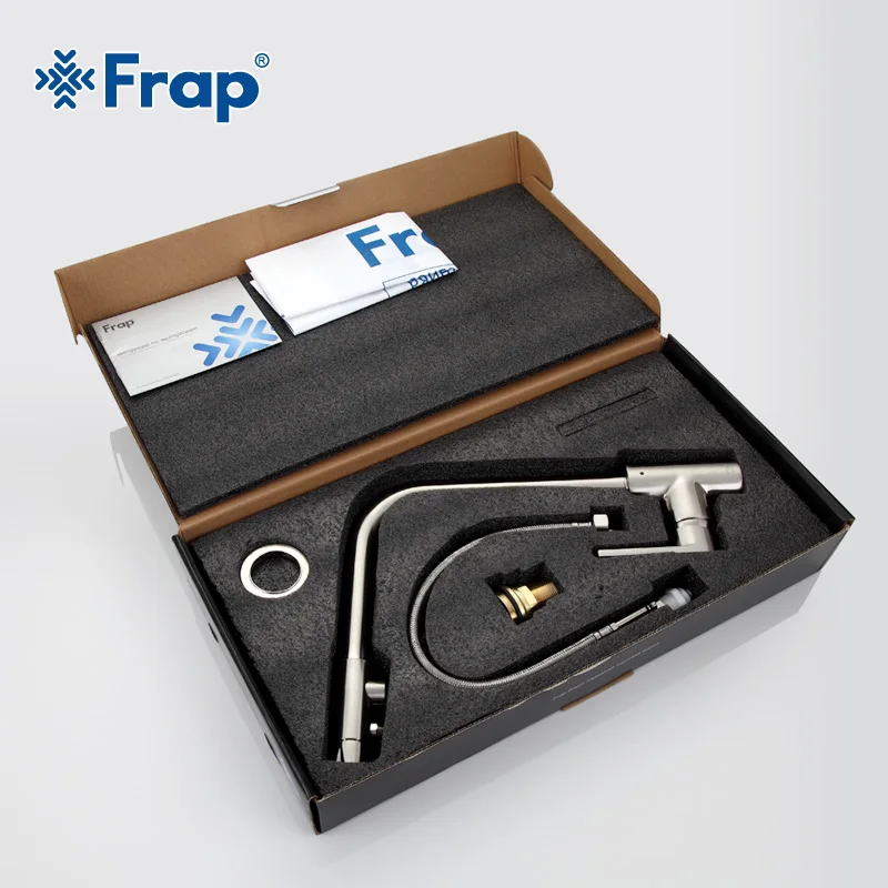  Frap Nickel Brushed Kitchen Faucet Right Angle Design 360 Degree Rotation with Water Purification F - 32807990997