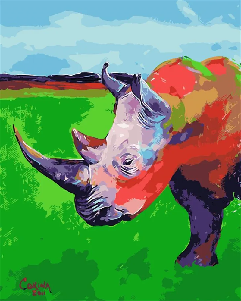 Factory Supply High Quality DIY paint Funny Animal Rhinoceros Oil