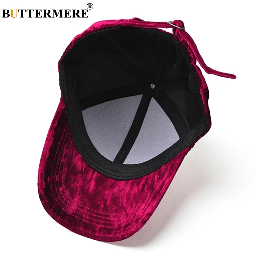 BUTTERMERE marca Borgoña terciopelo Gorra de béisbol para mujeres de diseñador de béisbol ajustable sombrero Casual coreana Gorra y sombrero Gorra de Baseball