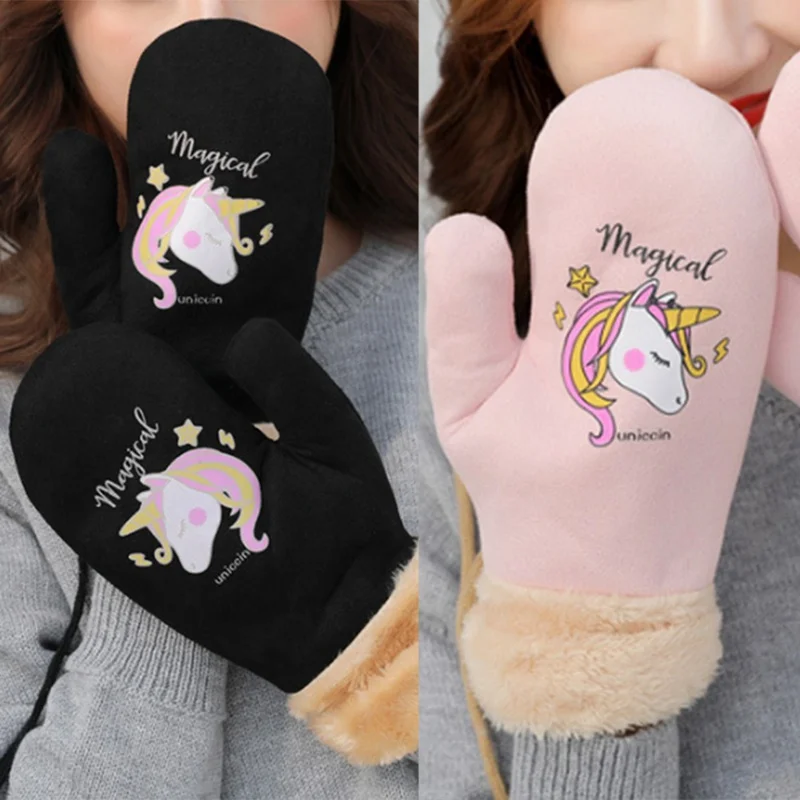 New Arrival Autumn And Winter Women's Gloves Winter Outdoor Gloves Cute Unicorn Printing Gloves