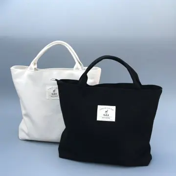 

2019 spring new literary women's bag original canvas bag black and white small fresh zipper portable canvas bag tide