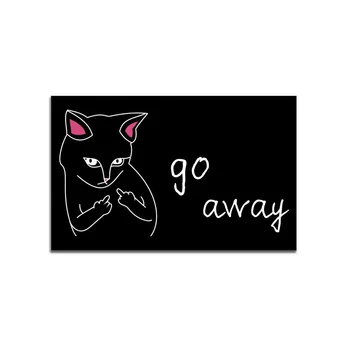 

Angry White Cat Go Away Printed Doormat Non-slip Welcome Mats Rugs