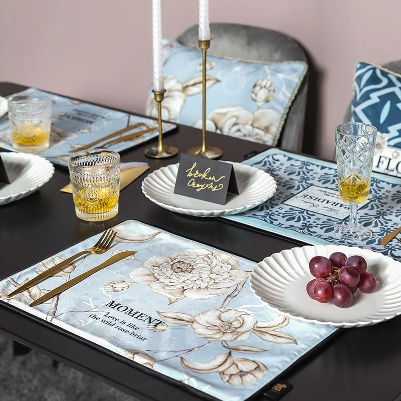 

Hot sale Table Mats Cotton Linen Table Napkin Double Layer Totem Pattern Decorative Placemats Rectangular Anti-scalding Pad