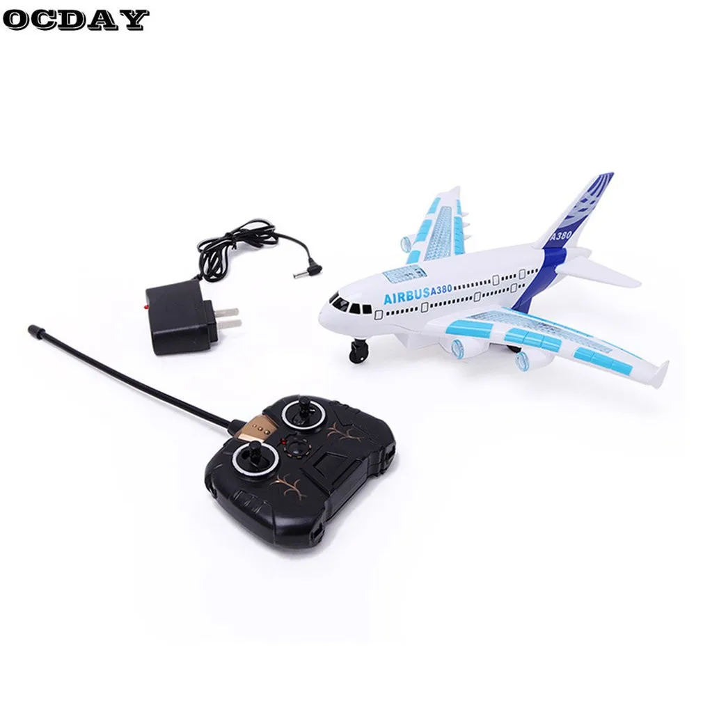 Boys Airbus 380 rc Aircraft Toy Remote Control  Airplane Model Colorful Lights Music Electric Airplane Educational Toys Gift