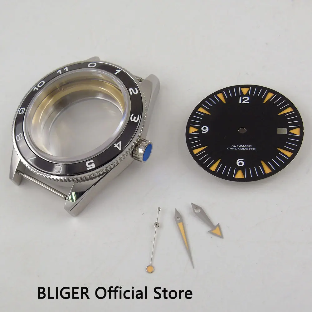 41MM Sapphire Glass Black Bezel Watch Case Fit for ETA 2836 Automatic