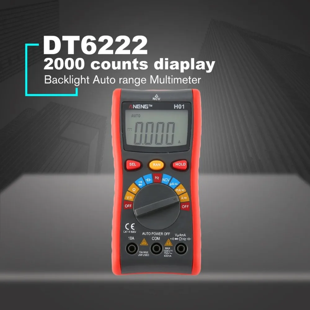 DT6222 подсветка цифровой ЖК дисплей мультиметр Вольтметр Амперметр AC диод на