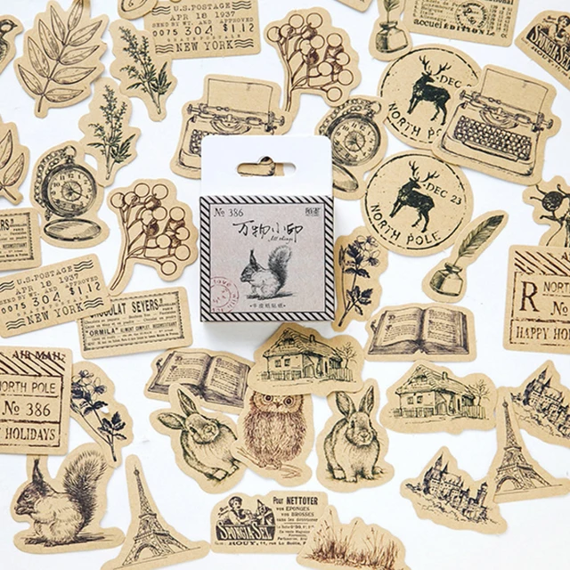 46 قطعة/الوحدة خمر الحيوان مذكرات Kawaii لطيف السنجاب البومة مصنع مجلة ملصقات ديكور لتزيين الغرف سكرابوكينغ ملصقا للأطفال