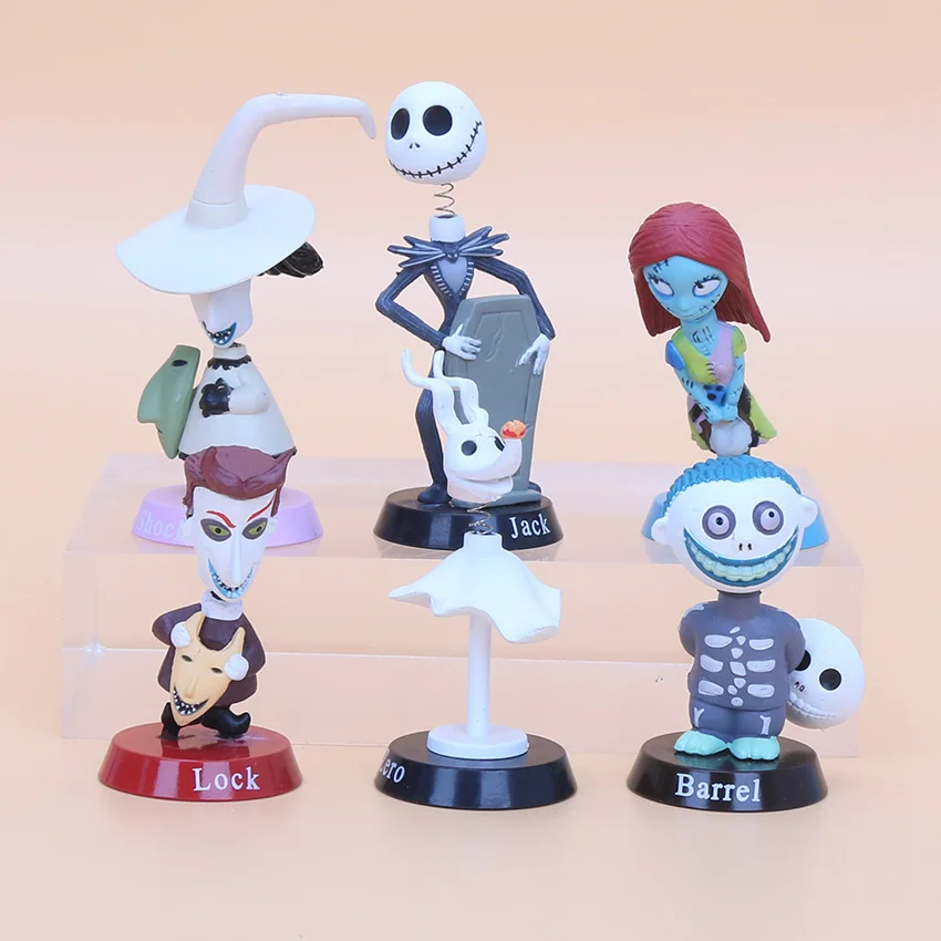 6pcs/lot 7cm Nightmare Before Christmas Jack Skellington Moving Action