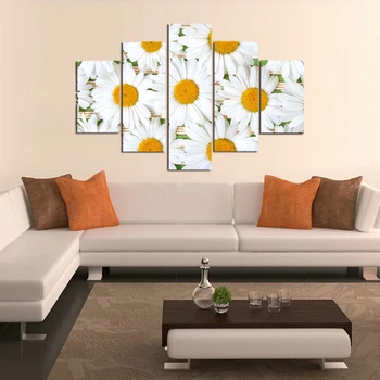 

Free Shipping Beautiful sunflowers Painting on Canvas Print without Framed Modern Home Decorations Wall Art set of 5 pieces
