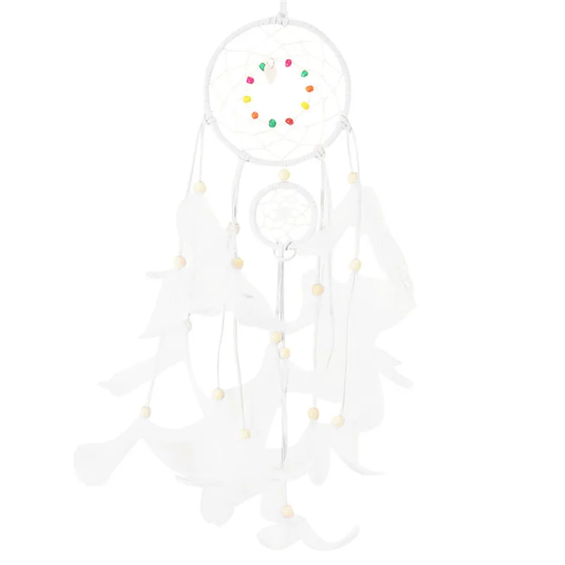 Dream Catcher Handmade Dreamcatcher Feathers Night Light Girl Room Bell Bedroom Romantic Hanging Decoration Home Decor 35JY2406