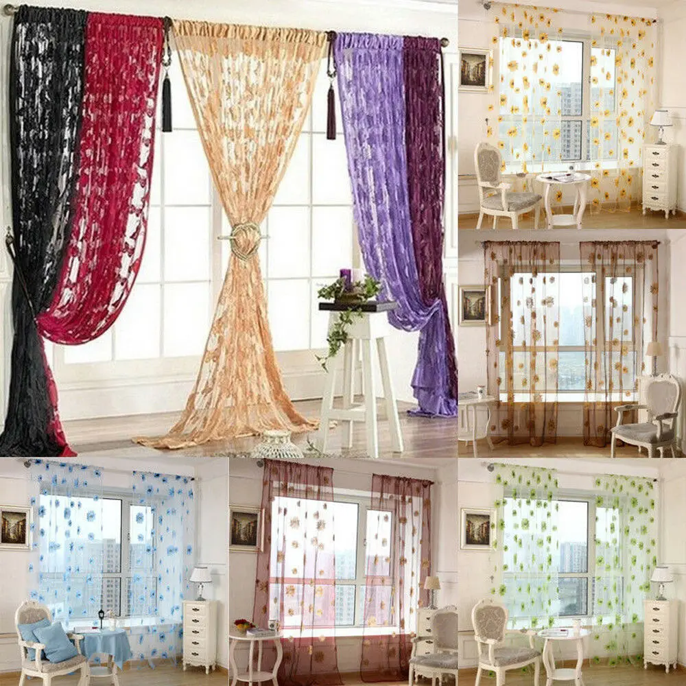 

Fire Sells Curtain Door Window Room Tassel String Butterfly Sheer Lace Pattern Voile Drape