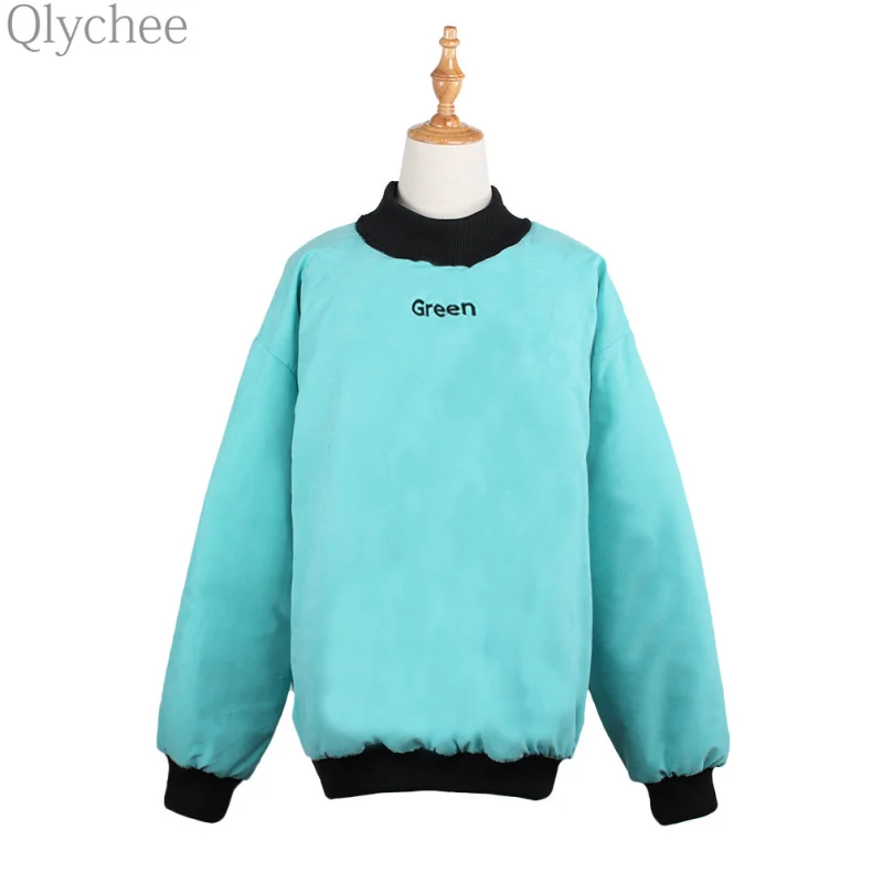 Qlychee Autumn Winter font b Women b font Sweatshirt Contrast Color Plus Size font b Women