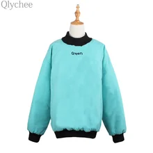 Qlychee Autumn Winter Women Sweatshirt Contrast Color Plus Size Women Jacket Female Streetwear Hip Pop Double Side Wearing