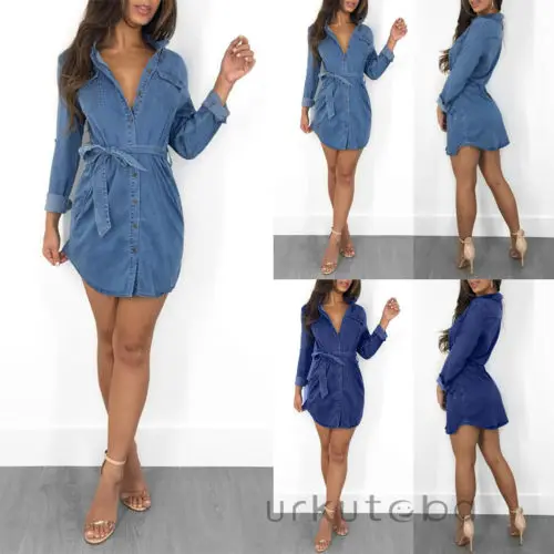 short denim dress