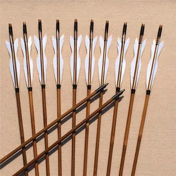 

6/12/24 pcs full white bamboo arrow winding patterns used for hunting bows