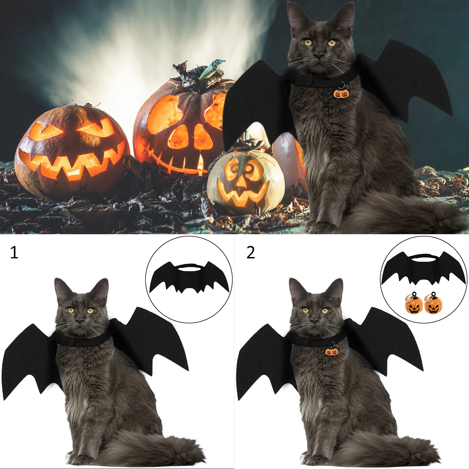 

Halloween 1PC Funny Cats Cosplay Costume Pet Bat Wings Cat Bat Costume Fit Party Dogs Cats Playing Pet Accessories