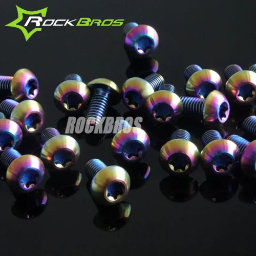 

ROCKBROS 36pcs/lot Titanium Ti Disc Rotor Bolt Screw Rainbow Finish M5 x 10mm Bike Bolts Bicycle Accessories 6AL/4V Titanium