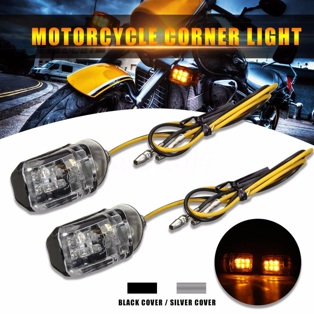 

2pcs/set 6LED 12V Mini Motorcycle Turn Signal Blinker Indicator Light Lamp Silver Universal High Brightness