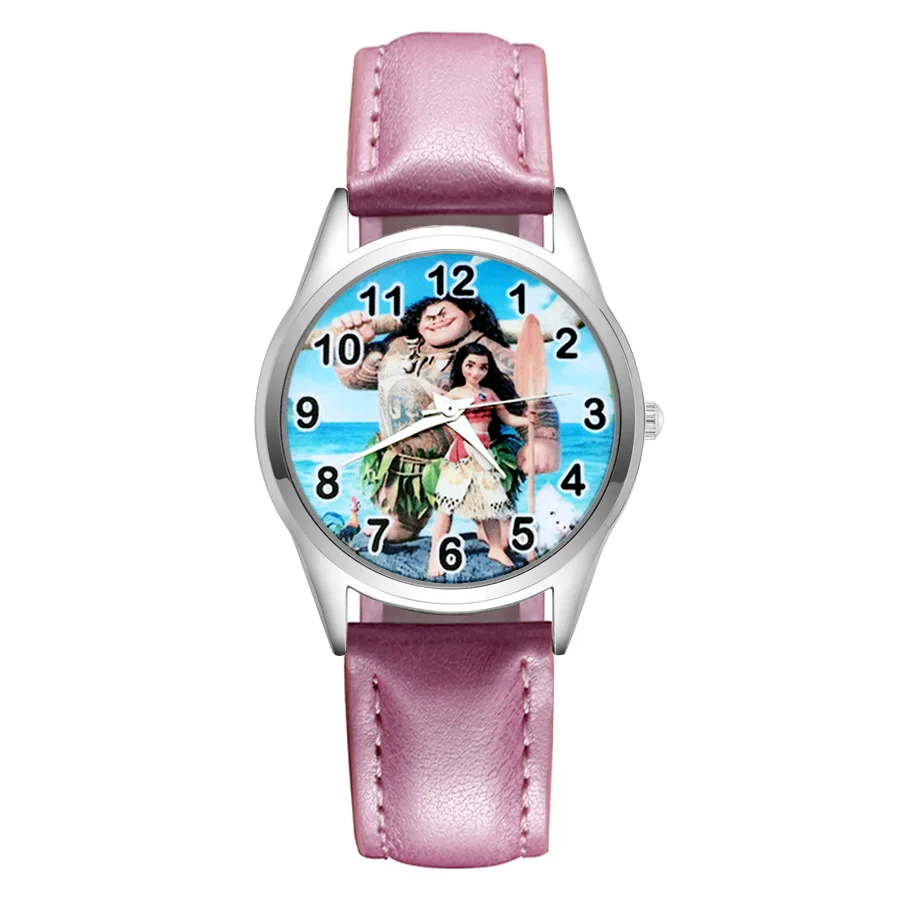 Reloj de pulsera con correa de cuero de cuarzo para niños y niñas, cronógrafo de estilo Moana con dibujos animados, bonito, JC41