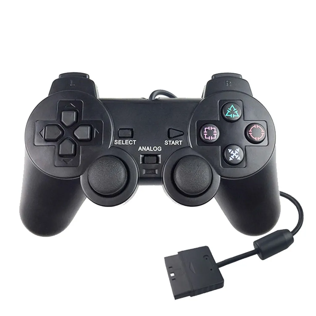 Геймпад для sony PS2 контроллер для Playstation 2 Консоль джойстик Двойной вибрационный Шок Джойстик контроллер замена - Цвет: Черный