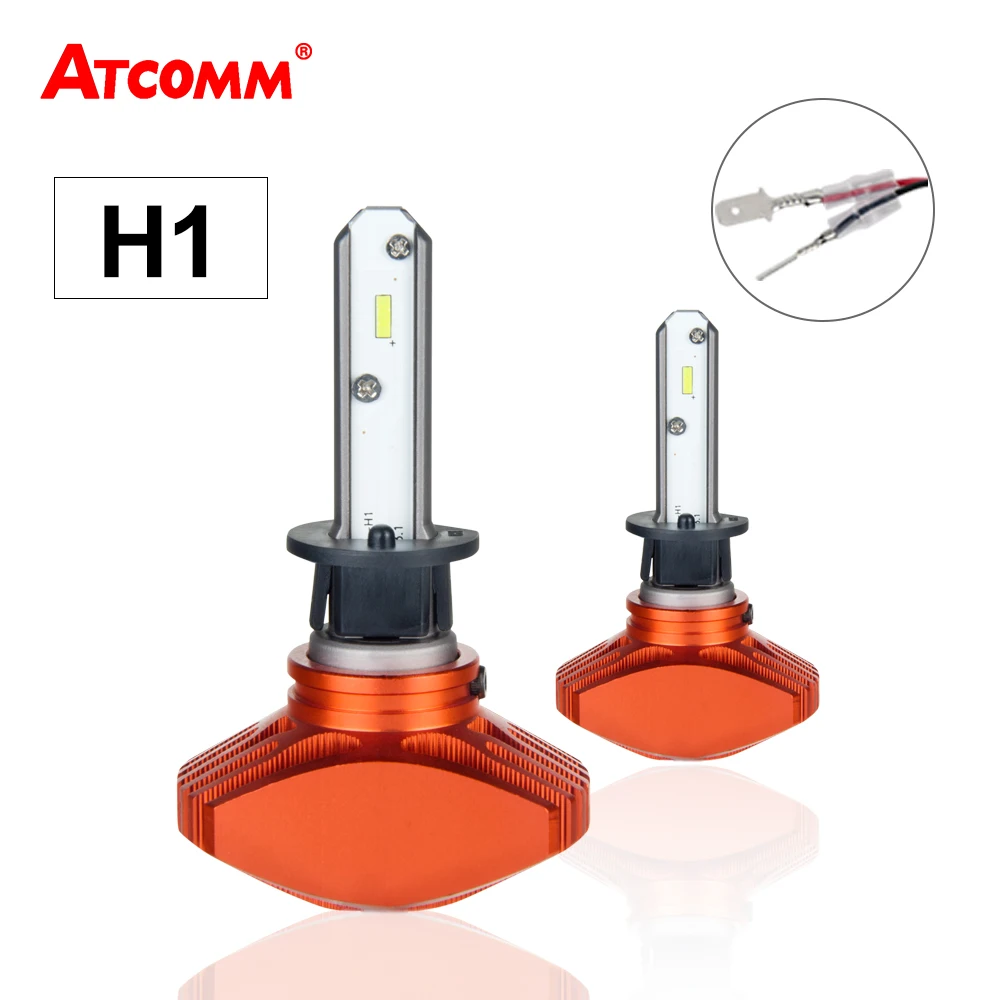 ATcomm LED H1 Mini Auto Headlight Fanless Lamp CSP Chip 8000Lm 80W 6500K Cold White 12V Car Voiture Coche Carro | Автомобили и