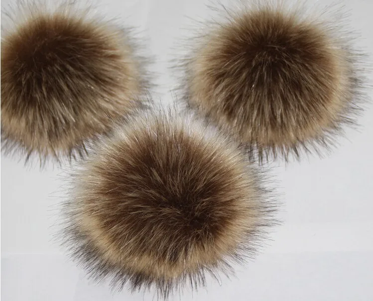 One piece Fake Raccoon Fur pompoms 12 13cm for Beanies