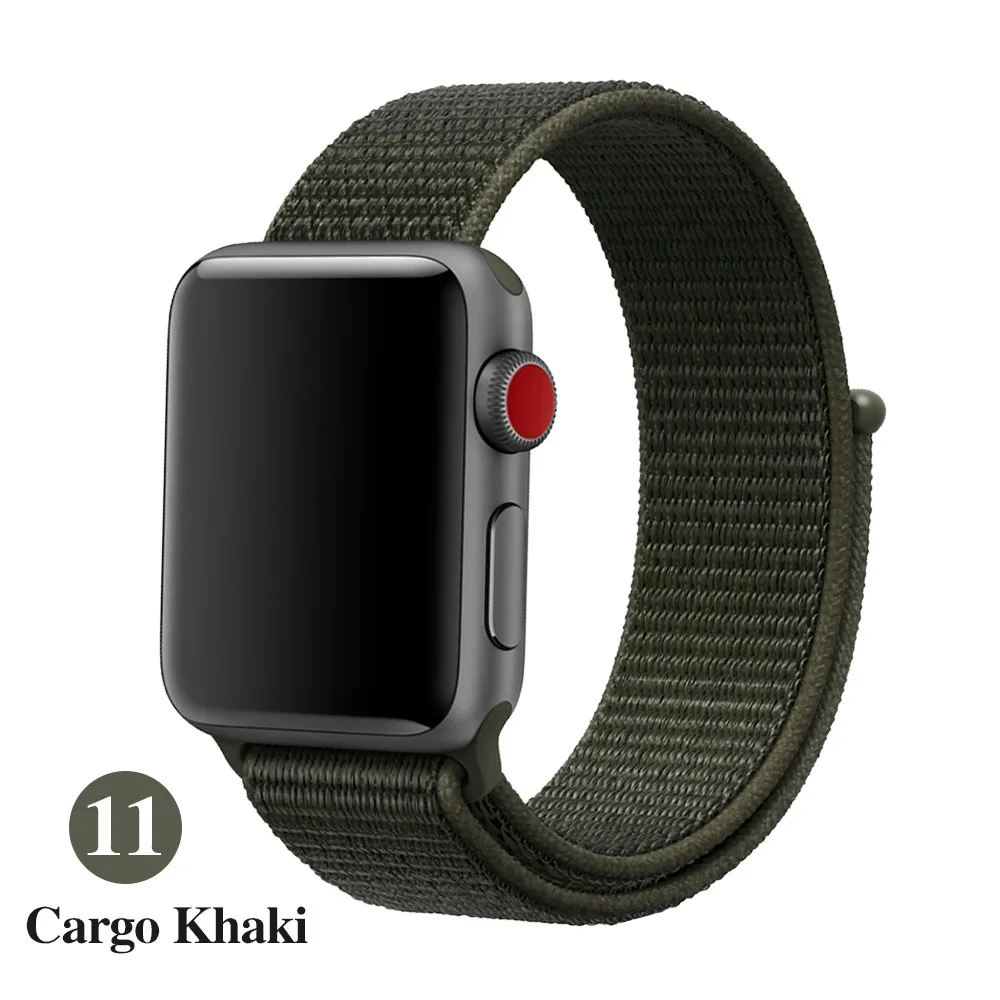 Спортивный ремешок для apple Watch 42 мм с iwatch 38 мм 44 мм 40 мм correas apple Watch 5 4 3 браслет нейлон 2/1 - Цвет ремешка: Army green khaki