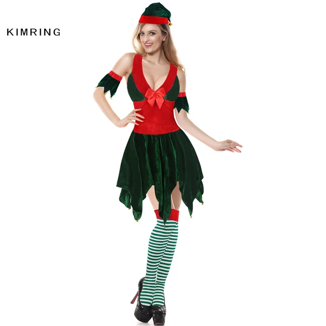 kimring sexy women christmas elf costumes santa claus sleeve green and red girl elf dress christmas - Christmas Elf Costume kimring sexy women christmas elf costumes santa claus sleeve green and red girl elf dress christmas - Christmas Elf Costume