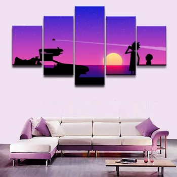 

Canvas Painting Wall Art Home Decor For Kids Room 5 Pieces Rick And Morty Poster Printed Animated Science Fiction Comedy Picture