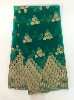 

New green factory price french net lace fabric material with rhinestones stones quality beautiful African lace fabric clothing