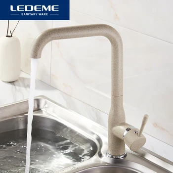 

LEDEME New Kitchen Faucet Surface Finishing Brass Black Spray Paint Colorful Brass Main Material Kitchens Faucets Single Handle