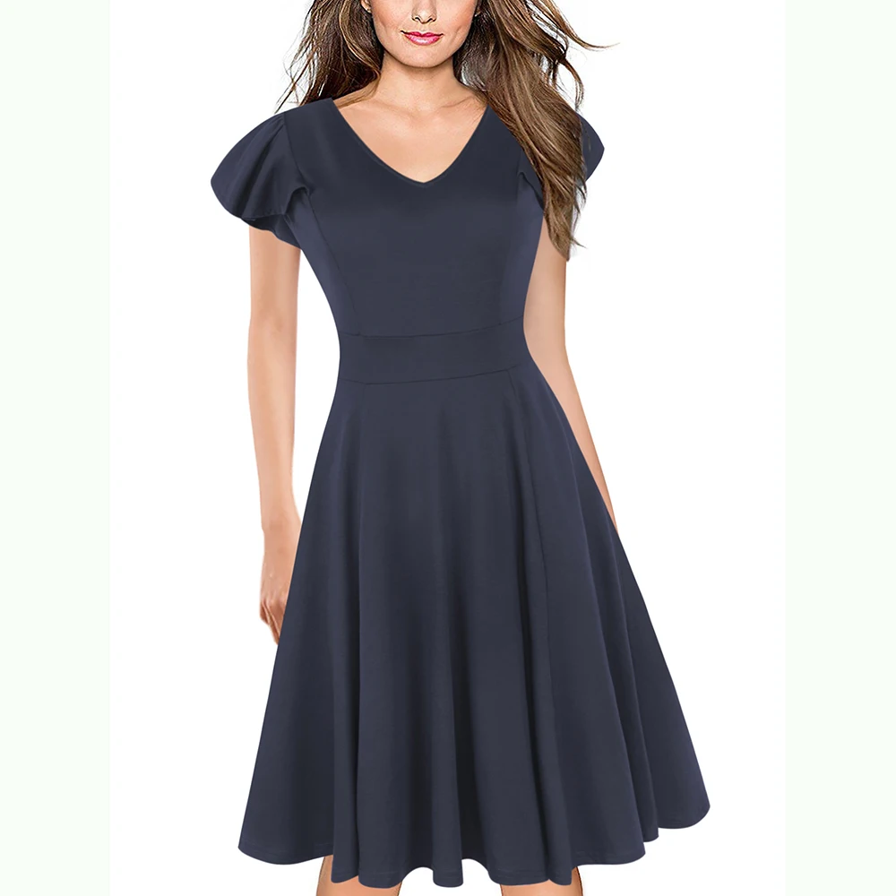 Buy Berydress V Neck Butterfly Sleeve Fit and Flare
