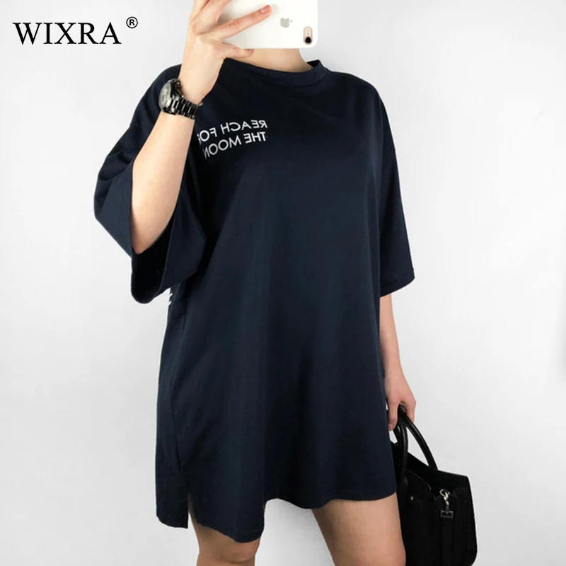 Wixra 2019 جديد حار طويل المحملة مع الزنانير القطن س الرقبة إلكتروني تي شيرت النساء السيدات عارضة الملابس النسائية الربيع الصيف