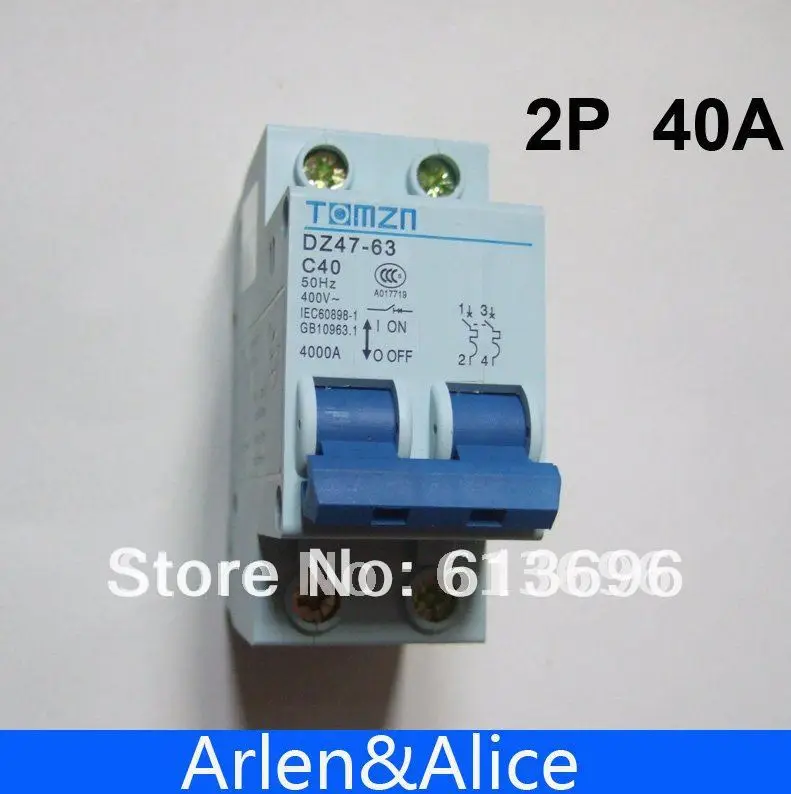 

2P 40A 400V~ 50HZ/60HZ Circuit breaker AC MCB safety breaker C type
