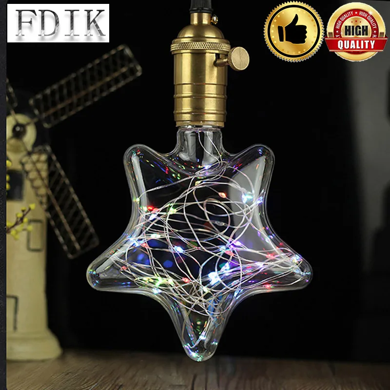 Christmas Holiday LED Bulb 85-265V STAR RGB Flash Red Green 0-3W Copper Wire Festoon Lights Decorative for Light | Лампы и освещение