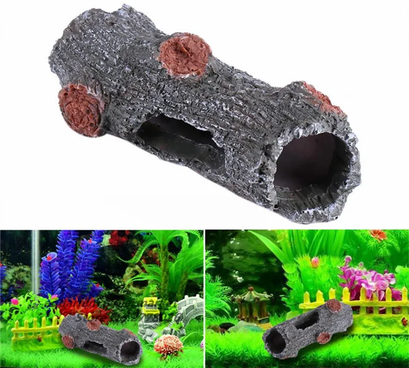 

HONGYI 1 piece resin simulation hollow tree hole hiding cave for aquarium reptile habitat fish tank landscaping decoration