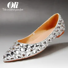 Пружинные упорные плоские острым носом горный хрусталь обувь одного женского плоский каблук свадебные туфли жемчужина мелкая рот натуральная кожа кристалл люкс